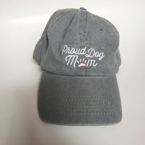 Proud Dog Mom Embroidered Adjustable women's Baseball Hat Cap, grey distressed